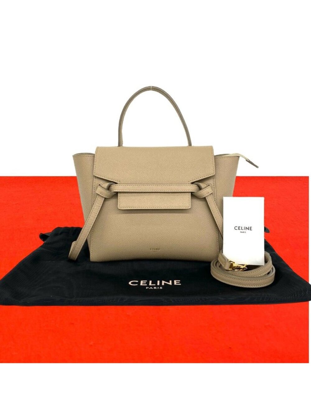 Celine Belt Bag Nano Leather 2-Way Mini Tote Beige